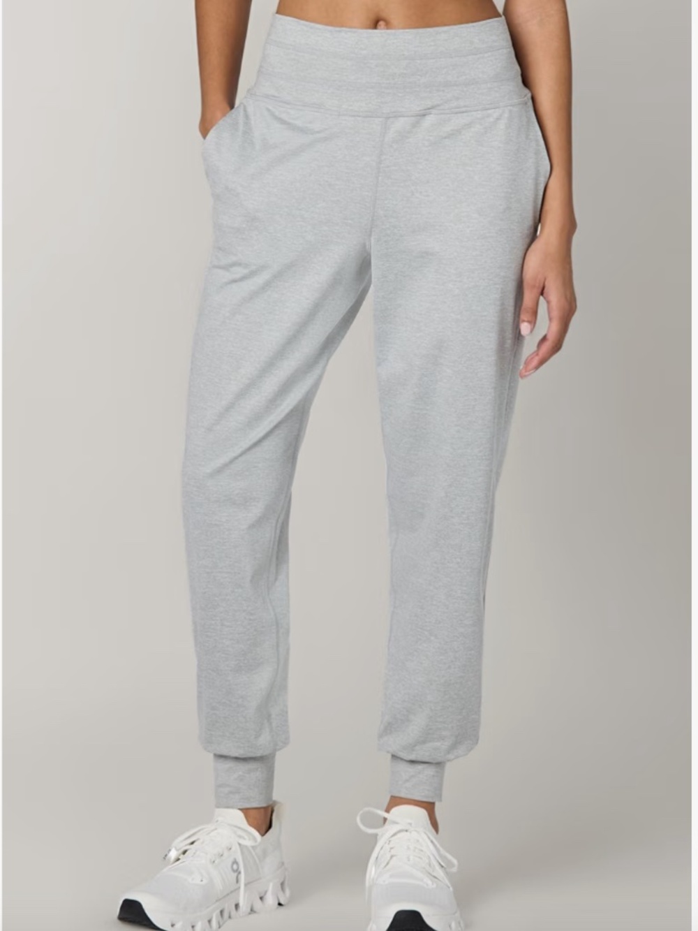 SWEATY BETTY Women's Gaia Yoga Casual Workout Jogger Pants Light Grey Marl Small